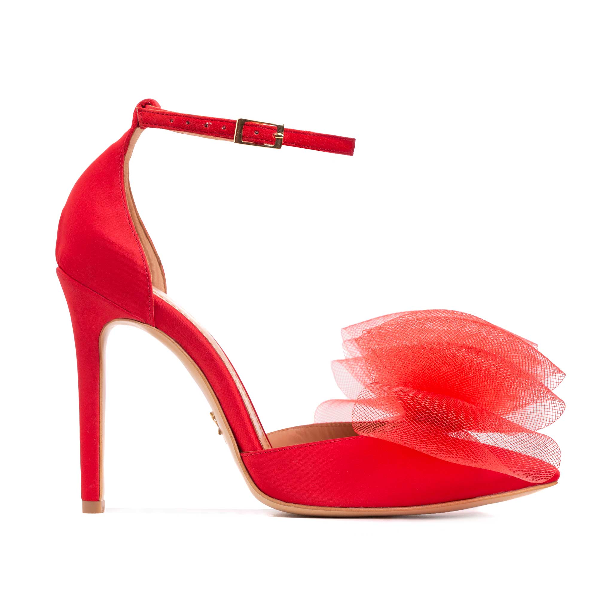 Pantofi Alice Funde Tulle, Satin, Rosii - 34 / 11 cm