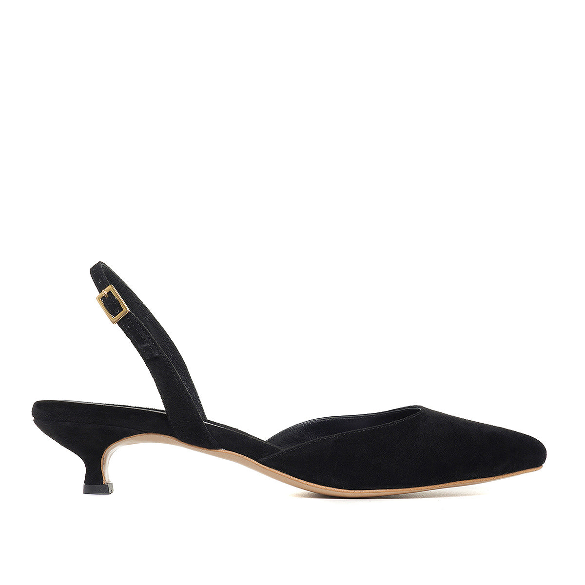 Pantofi Alice Piele Intoarsa, Negri - Kitten Heels - 37 / 4 cm