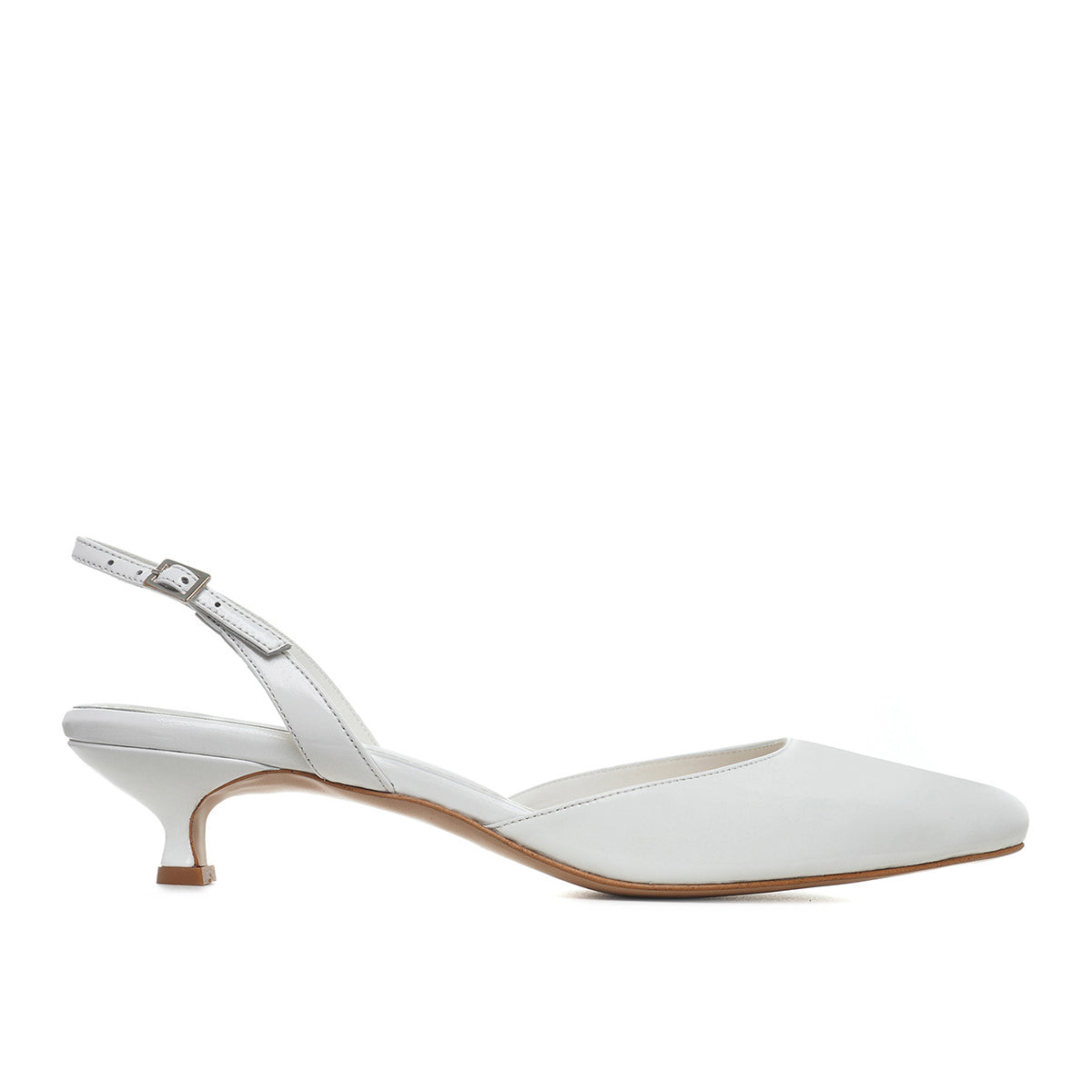 Pantofi Alice Piele Lacuita, Albi - Kitten Heels - 36 / 4 cm