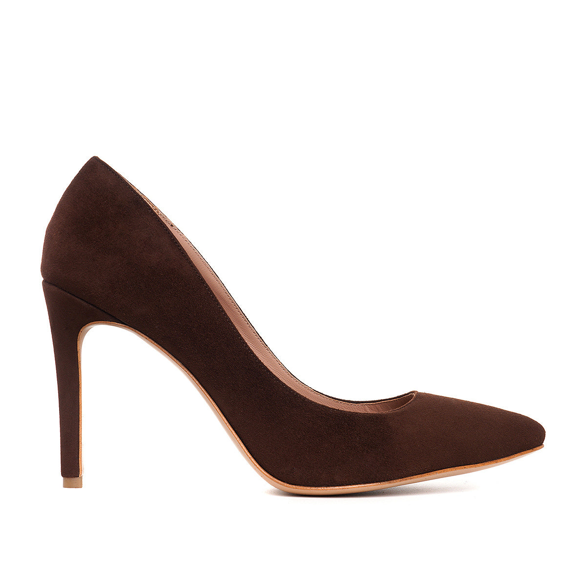 Pantofi Alice Stiletto Piele Intoarsa, Maro - 41 / 11 cm