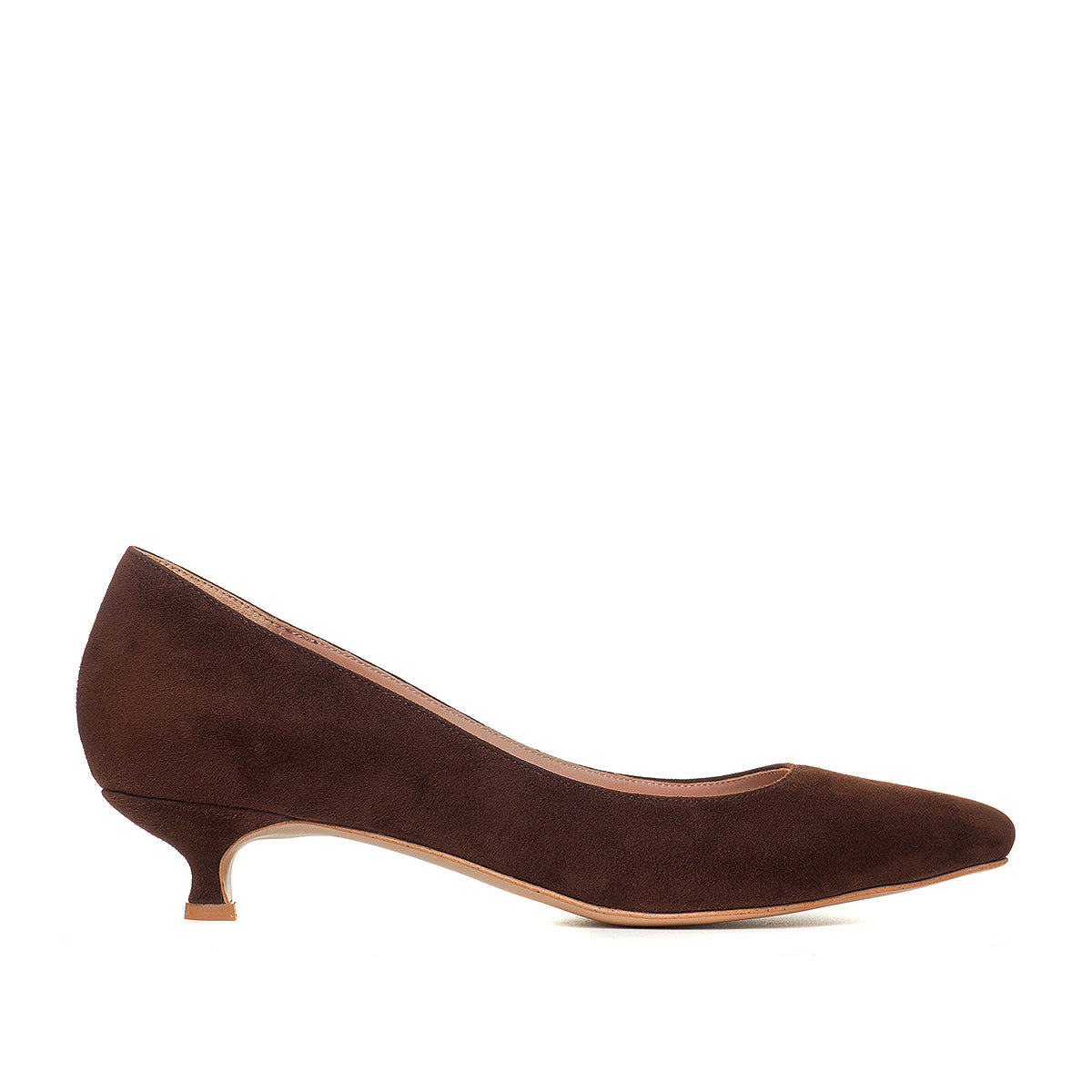Pantofi Alice Stiletto Piele Intoarsa, Maro - Kitten Heels - 36 / 4 cm