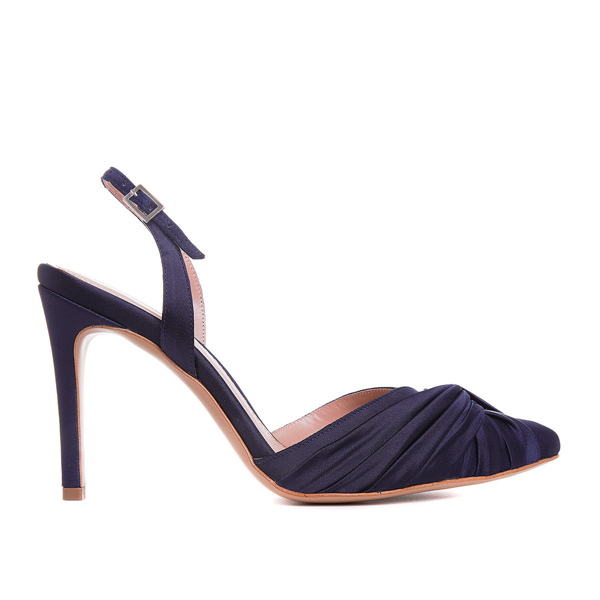 Pantofi Ana Satin, Bleumarin - 34 / 8 cm