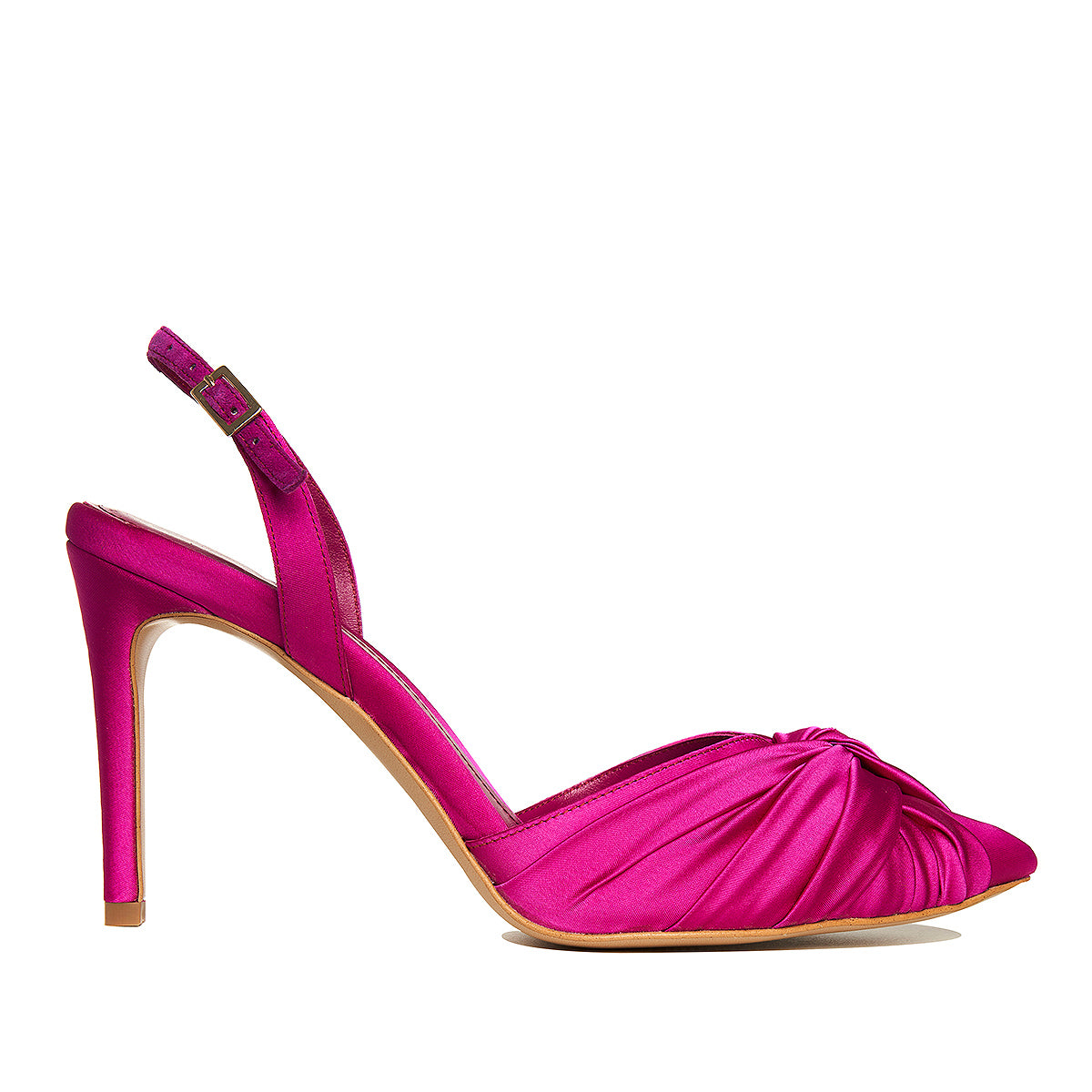 Pantofi Ana Satin, Fucsia - 37.5 / 8 cm