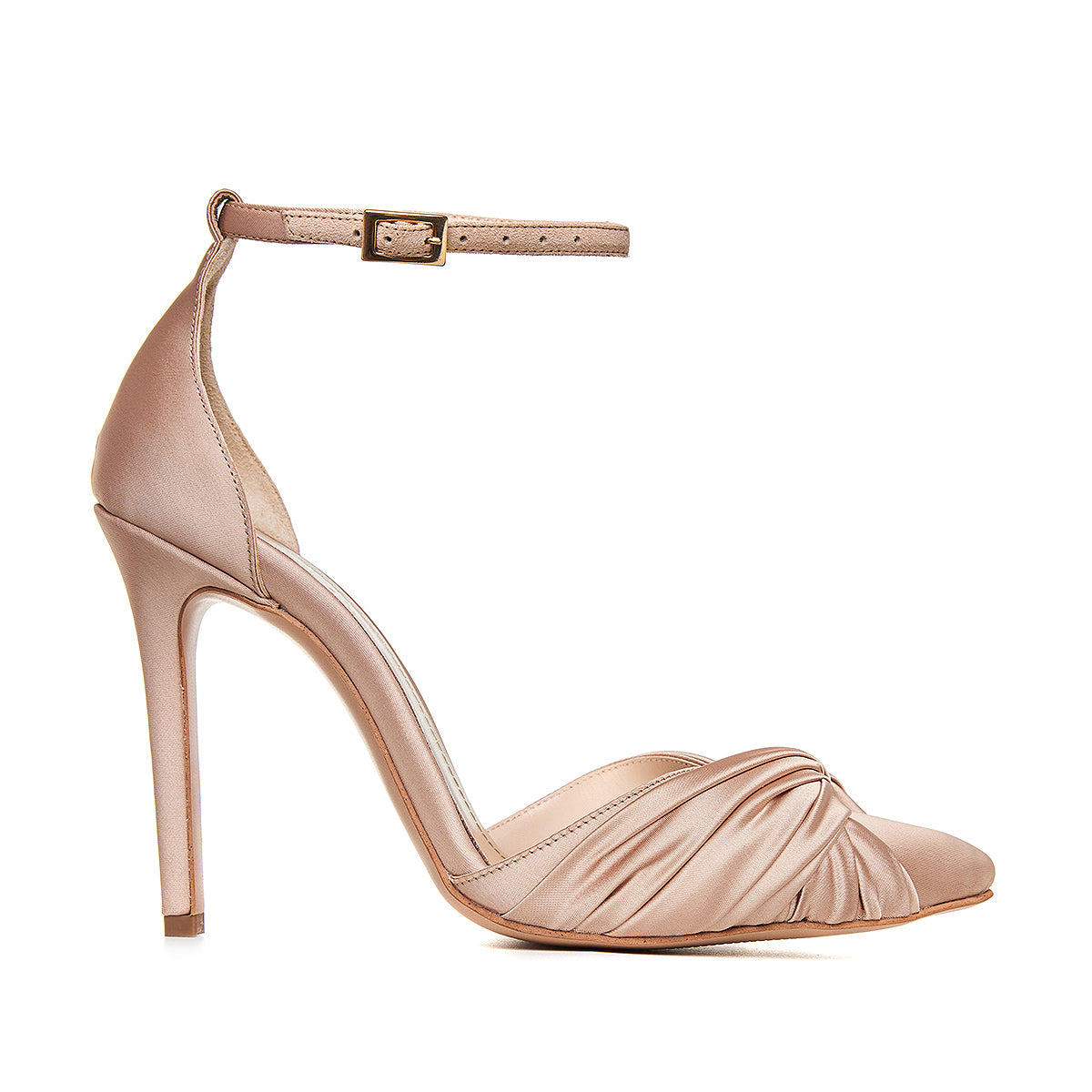 Pantofi Ana Satin, Nude-Auriu - 38 / 8 cm