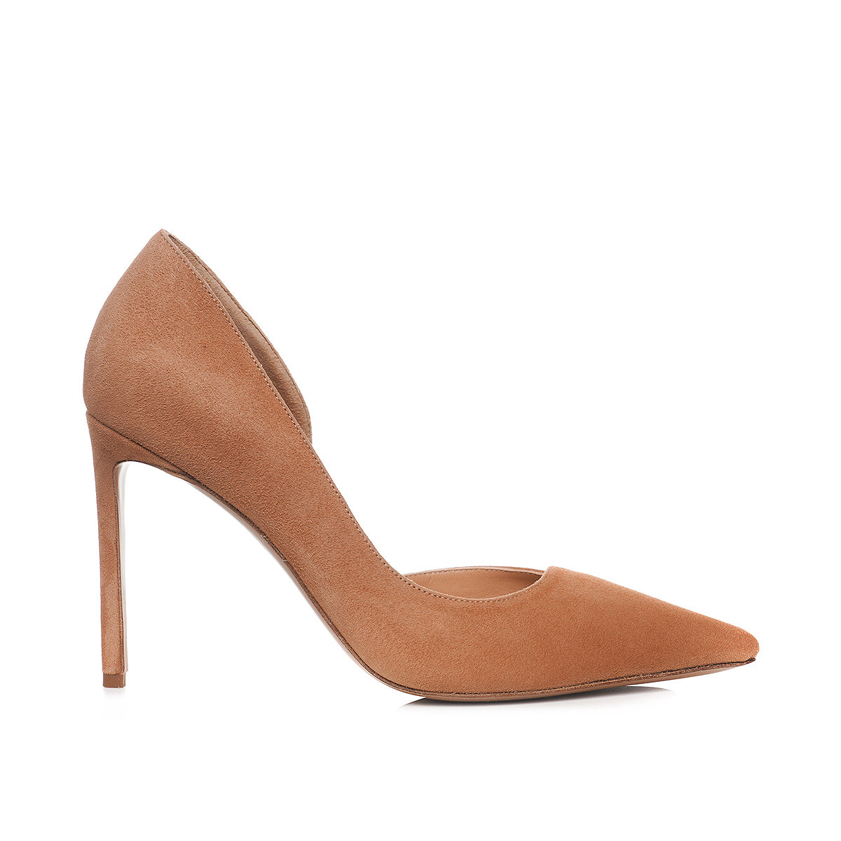 Pantofi Ava cu Decupaj Interior, Piele Intoarsa, Camel - Premium Collection - 41 / 10 cm