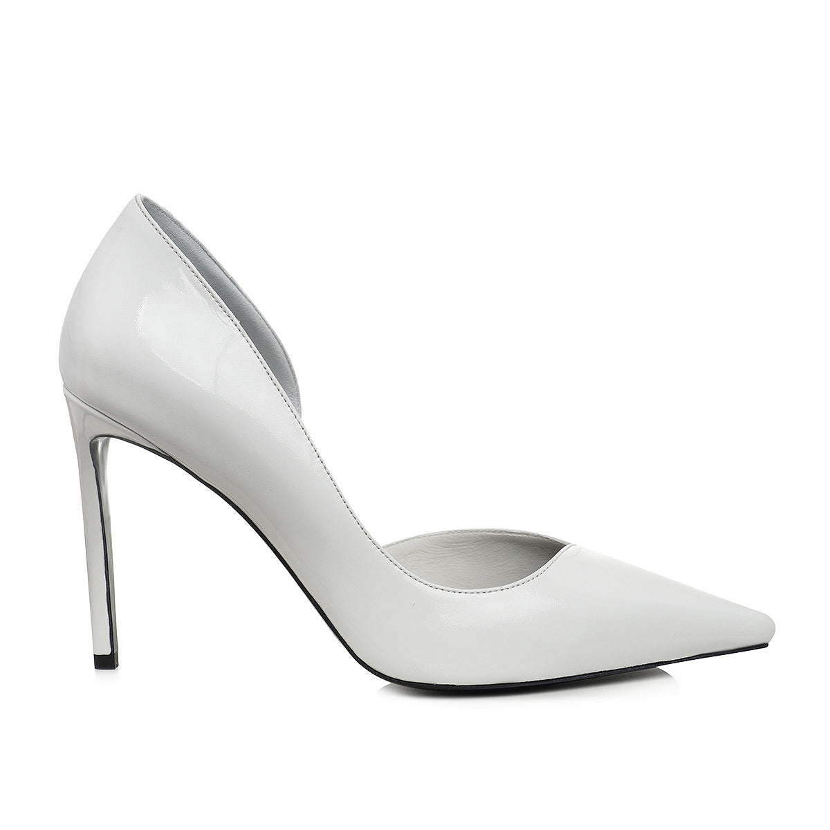 Pantofi Ava cu Decupaj Interior, Piele Lacuita, Alba - Premium Collection - 41 / 10 cm