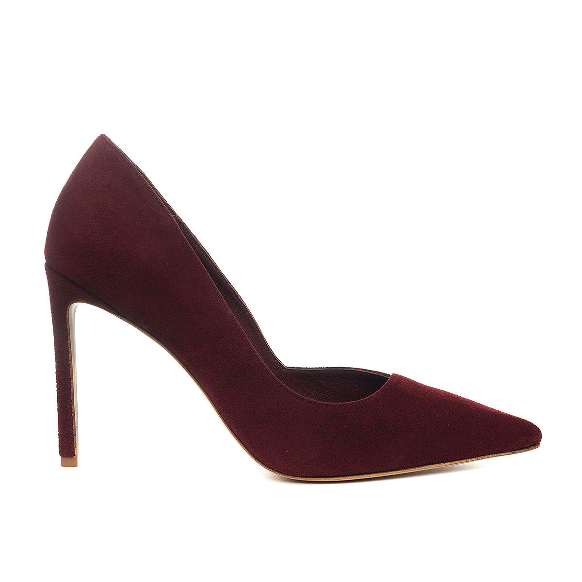Pantofi Ava Stiletto, Piele Intoarsa, Burgundy - Premium Collection - 40 / 10 cm