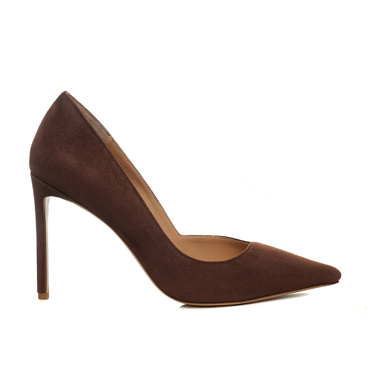Pantofi Ava Stiletto, Piele Intoarsa, Maro - Premium Collection - 41 / 10 cm