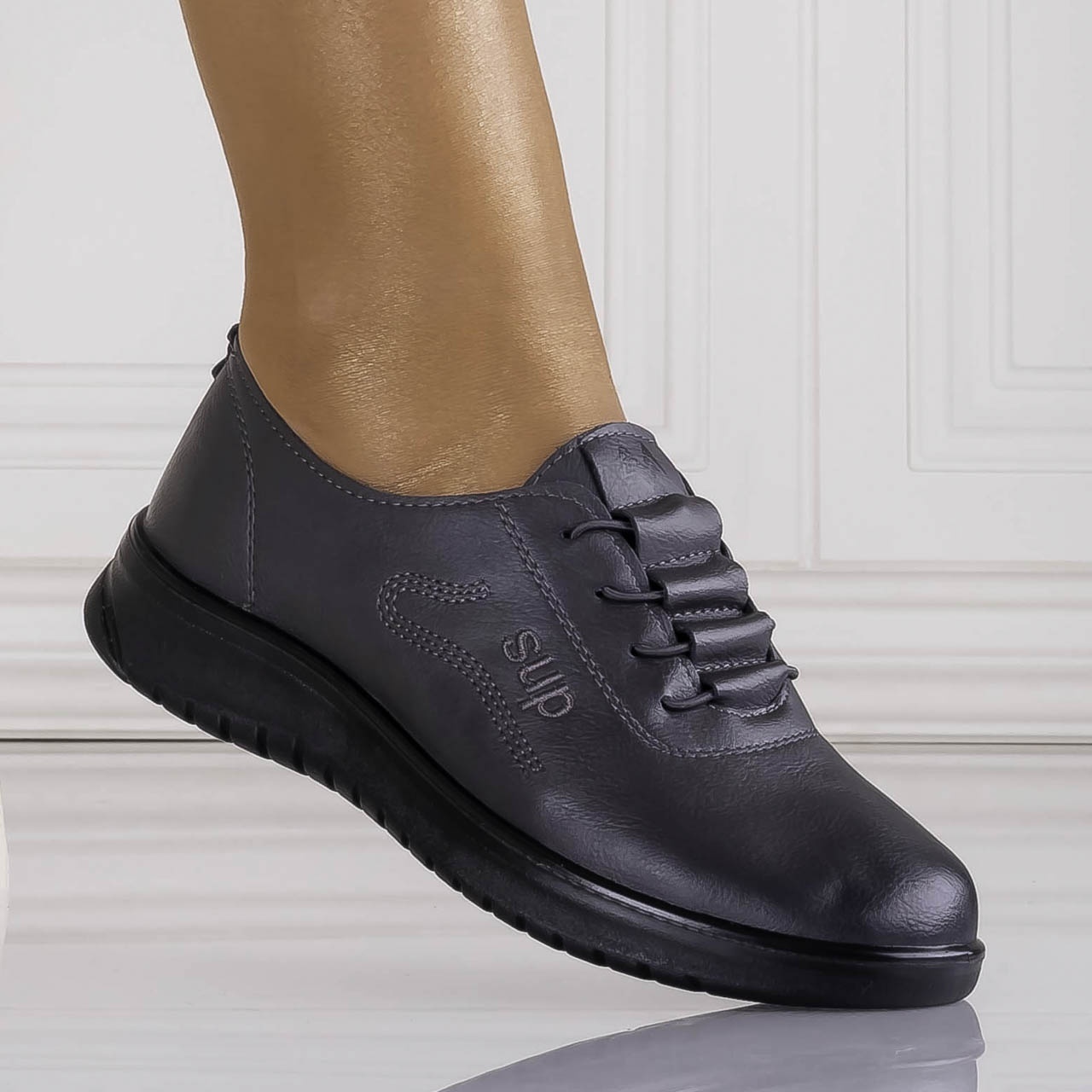Pantofi casual akayla Gri piele ecologica - poza 1