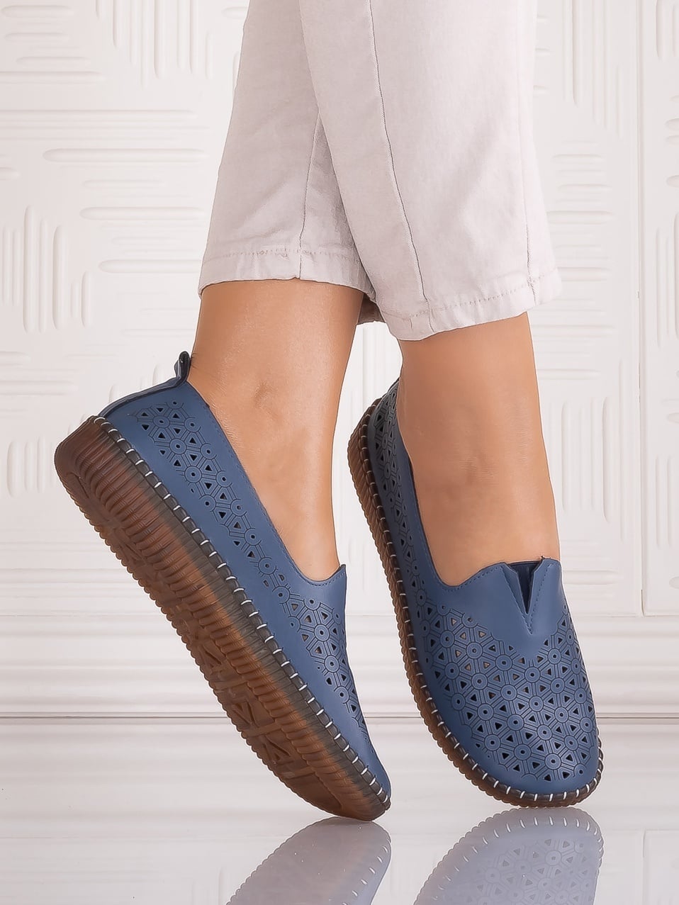 Pantofi casual Albastrii dama din Piele Ecologica Belvina - poza 1