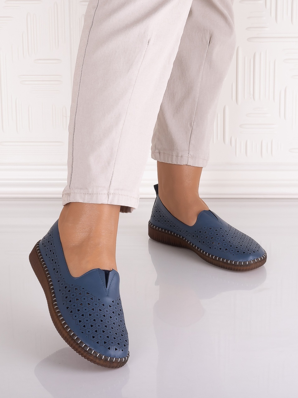Pantofi casual Albastrii dama din Piele Ecologica Belvina - poza 2