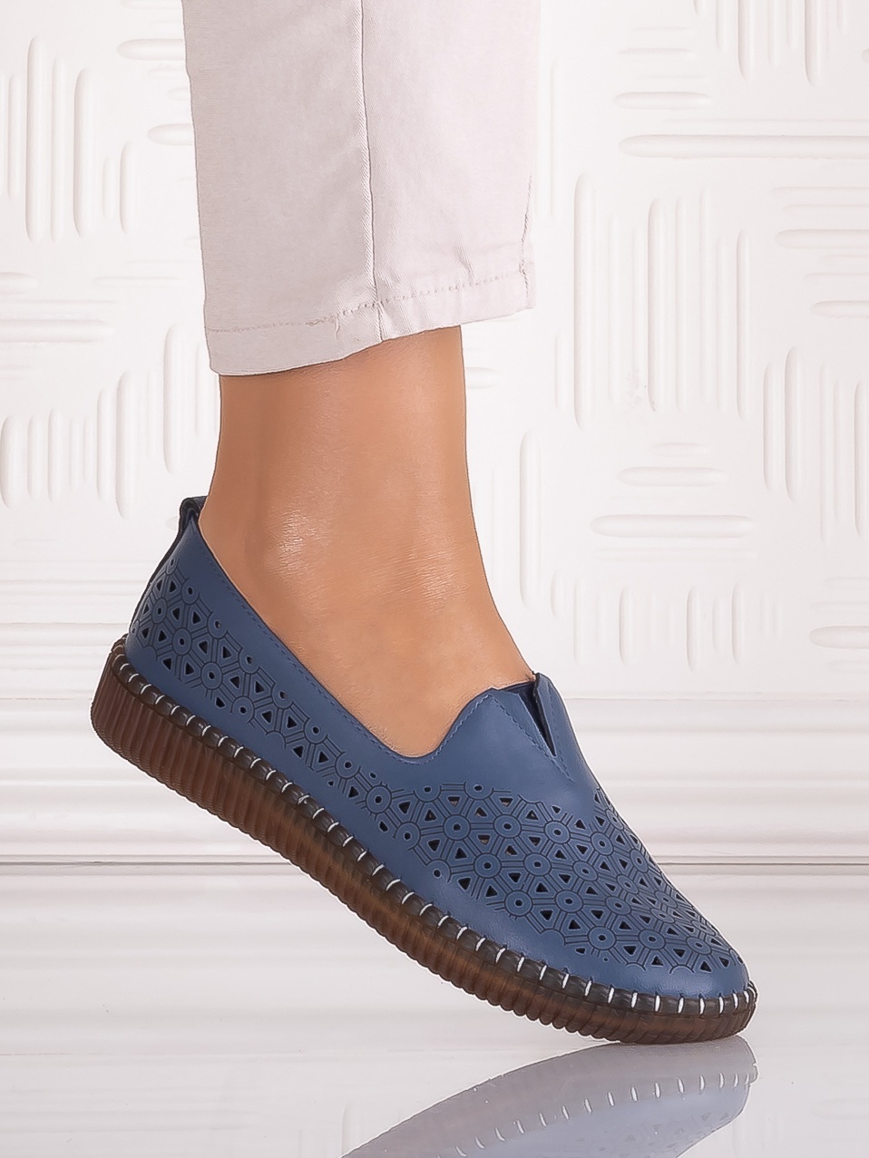 Pantofi casual Albastrii dama din Piele Ecologica Belvina - poza 3