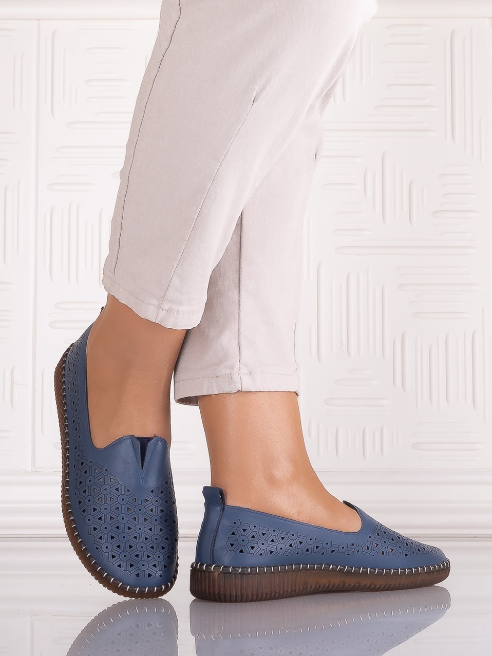 Pantofi casual Albastrii dama din Piele Ecologica Belvina - poza 4