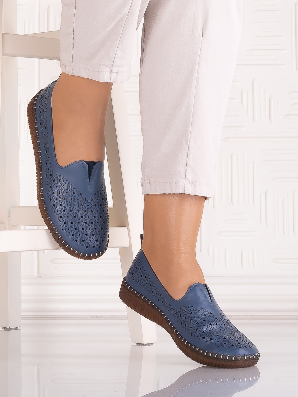 Pantofi casual Albastrii dama din Piele Ecologica Belvina - poza 5
