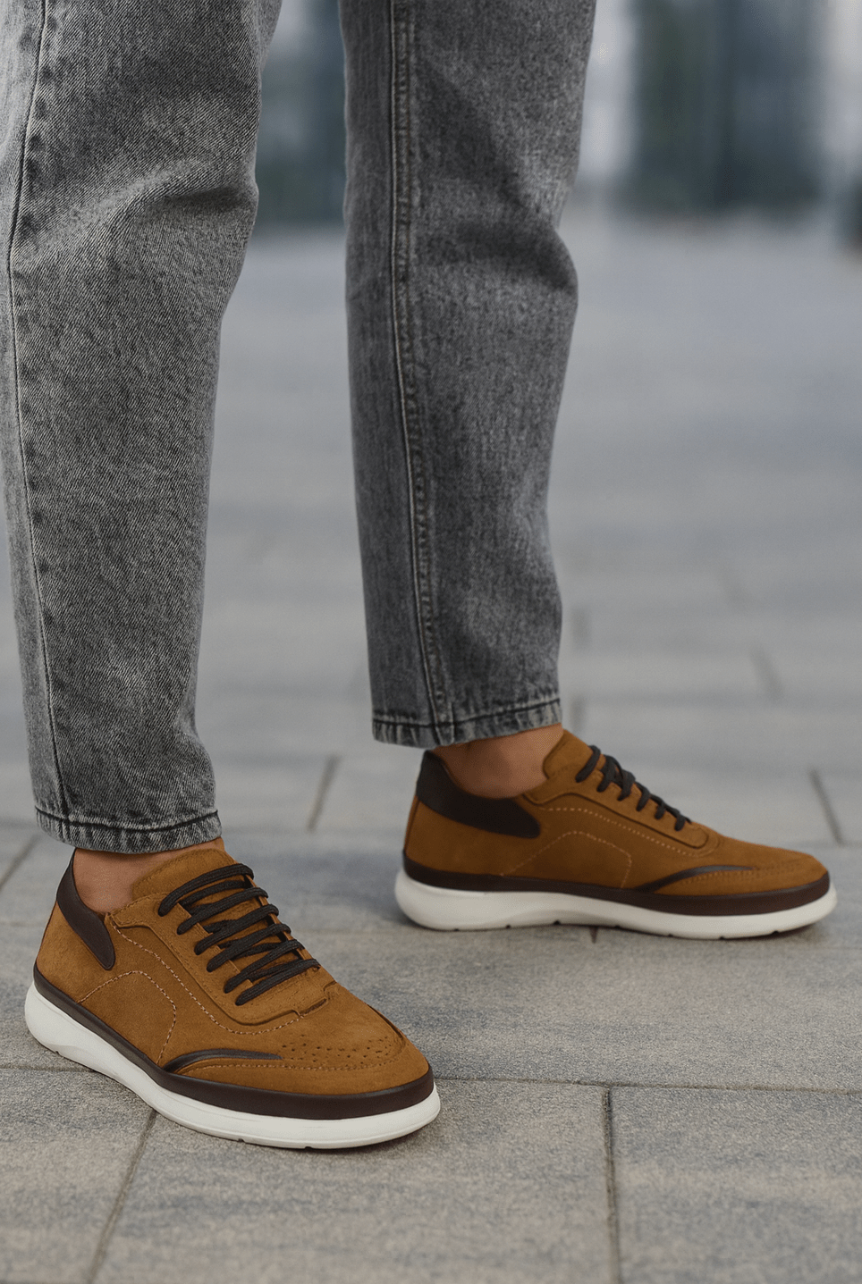 Pantofi Casual Barbati din Piele Nubuk Camel - STOKE