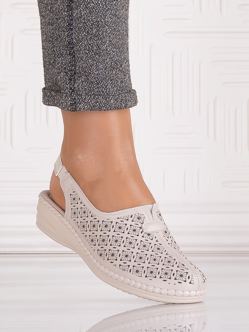 Pantofi casual Bej dama din Piele Ecologica Adnana - poza 2