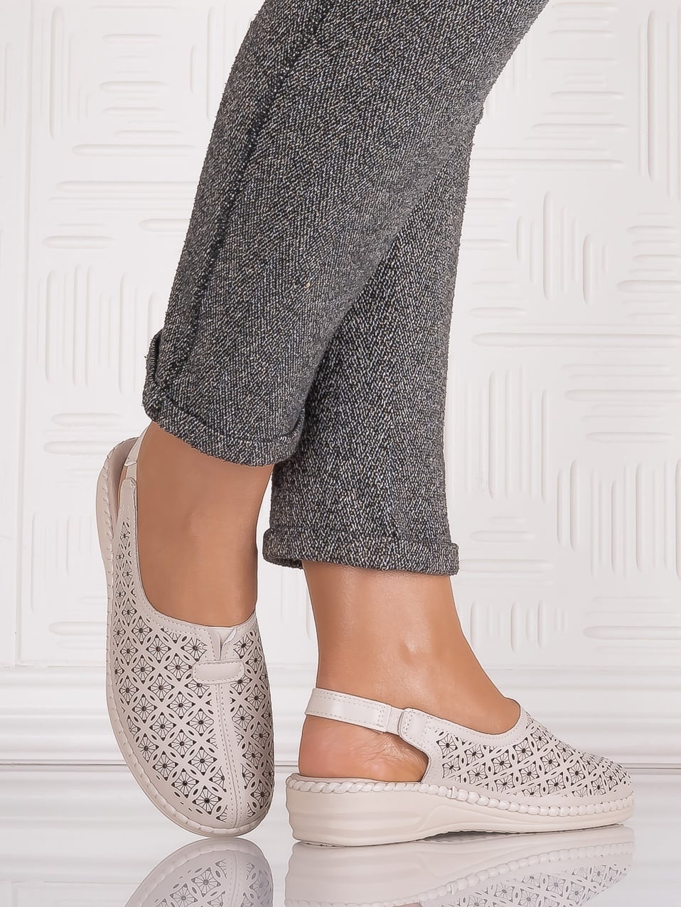 Pantofi casual Bej dama din Piele Ecologica Adnana - poza 4