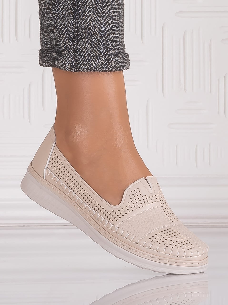 Pantofi casual Bej dama din Piele Ecologica Arsene - poza 4