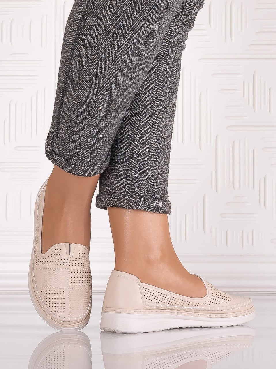 Pantofi casual Bej dama din Piele Ecologica Arsene - poza 5