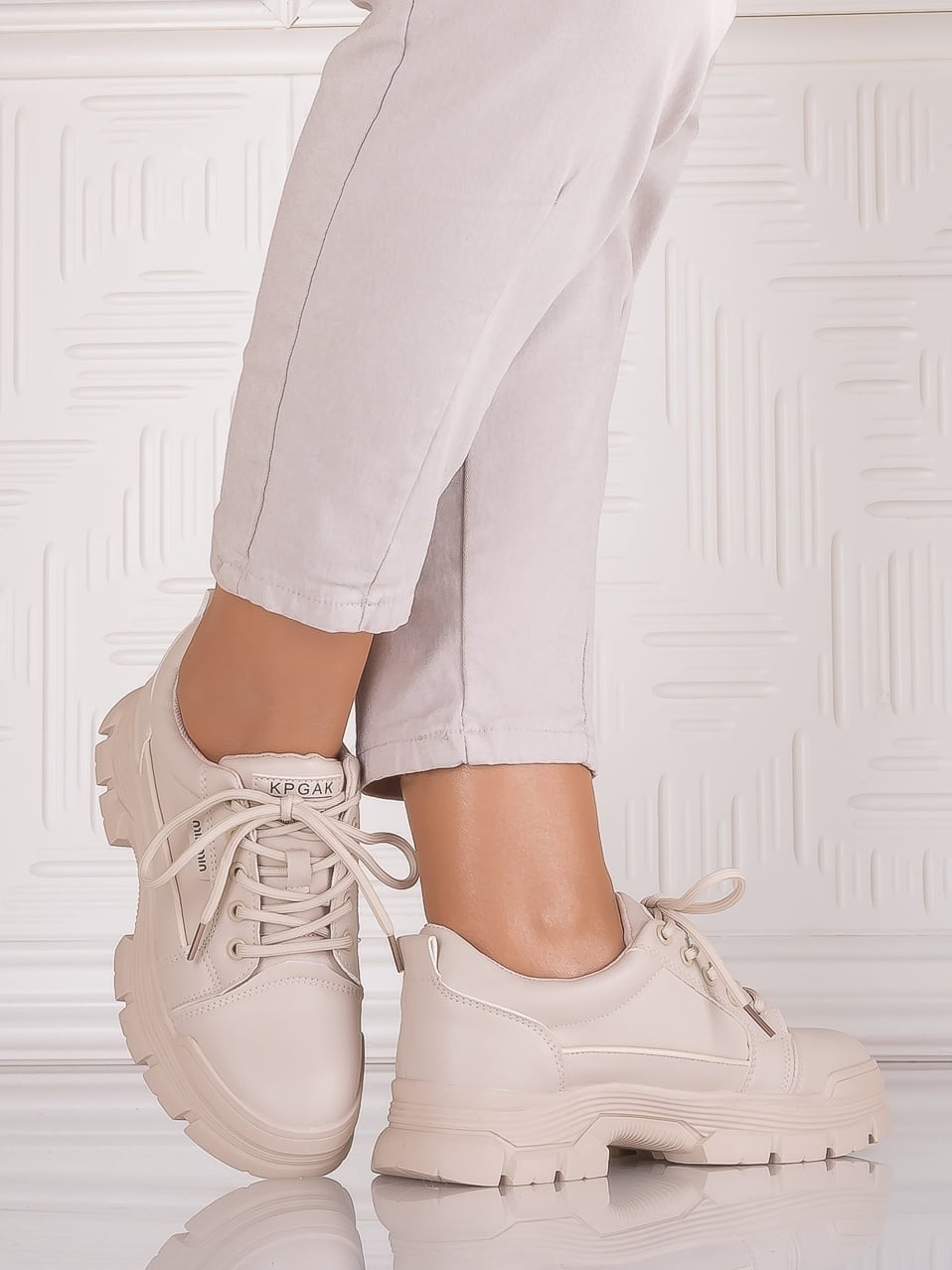 Pantofi casual Bej dama din Piele Ecologica Astoia - poza 1