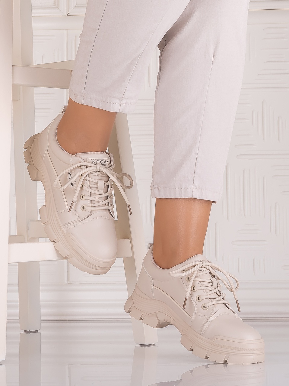 Pantofi casual Bej dama din Piele Ecologica Astoia - poza 2