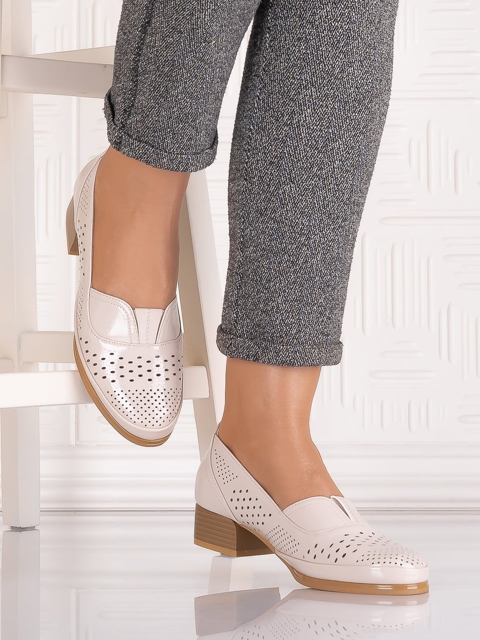 Pantofi casual Bej dama din Piele Ecologica Cosica - poza 2