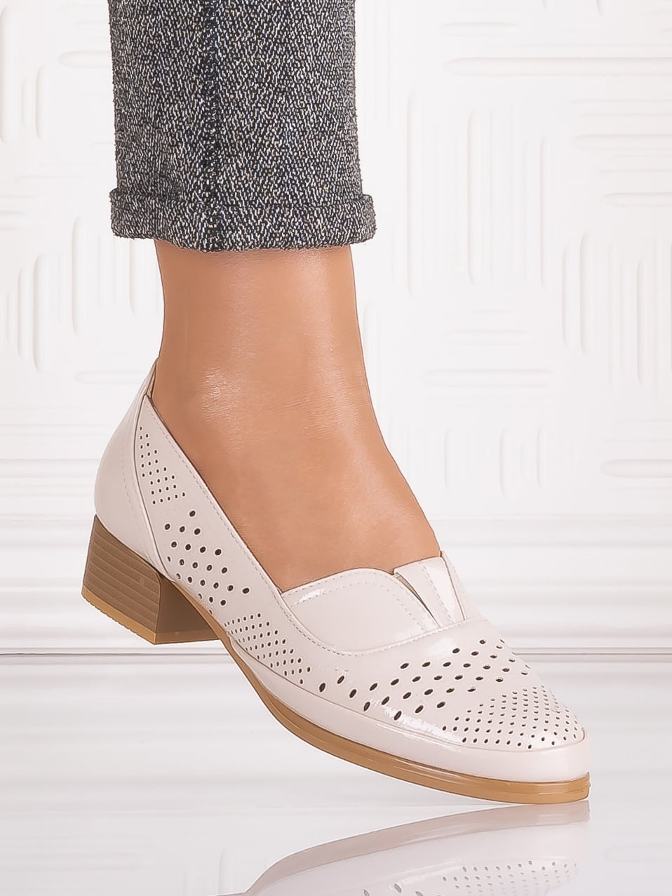 Pantofi casual Bej dama din Piele Ecologica Cosica - poza 3