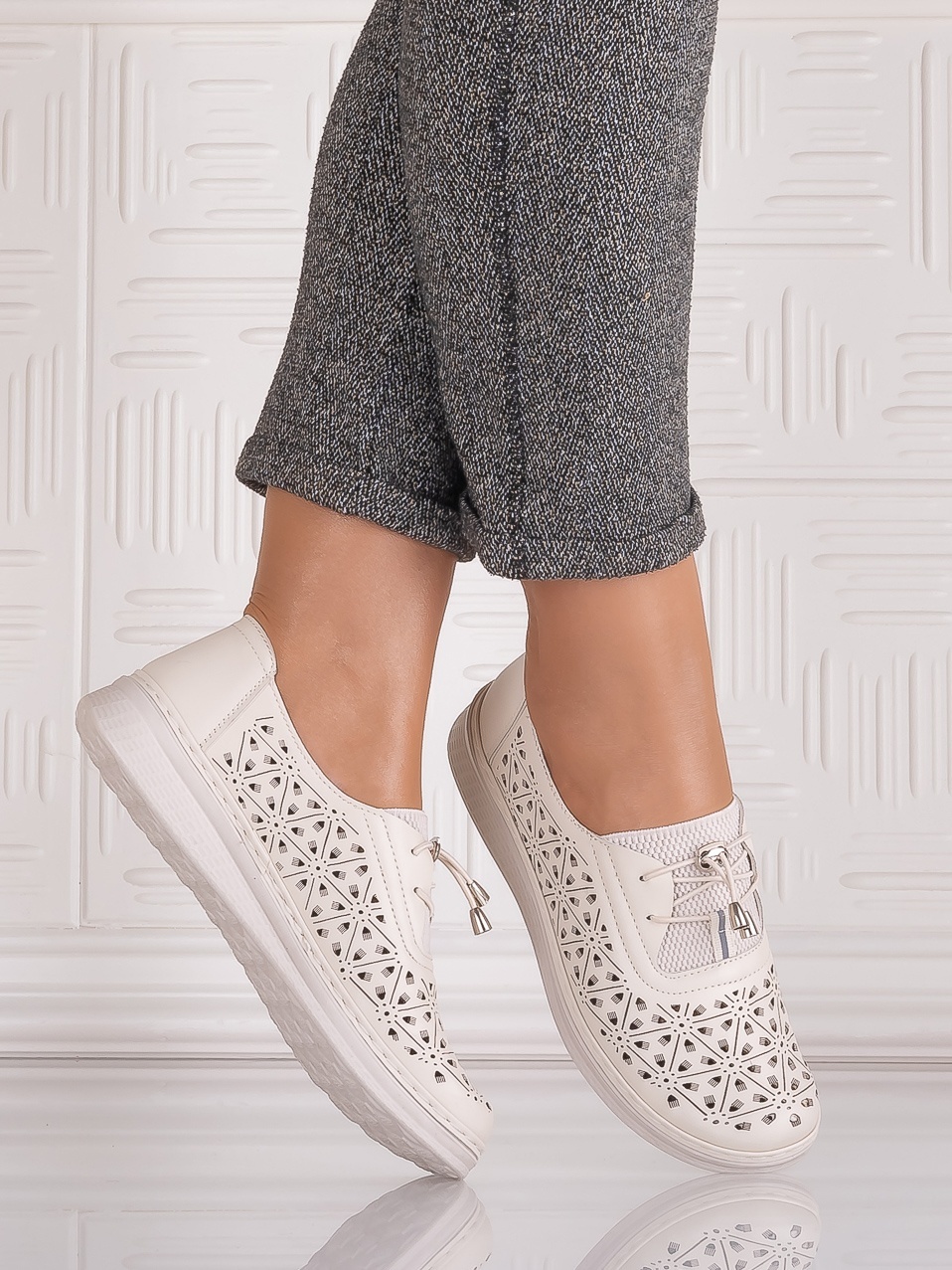 Pantofi casual Bej dama din Piele Ecologica Sorata - poza 3