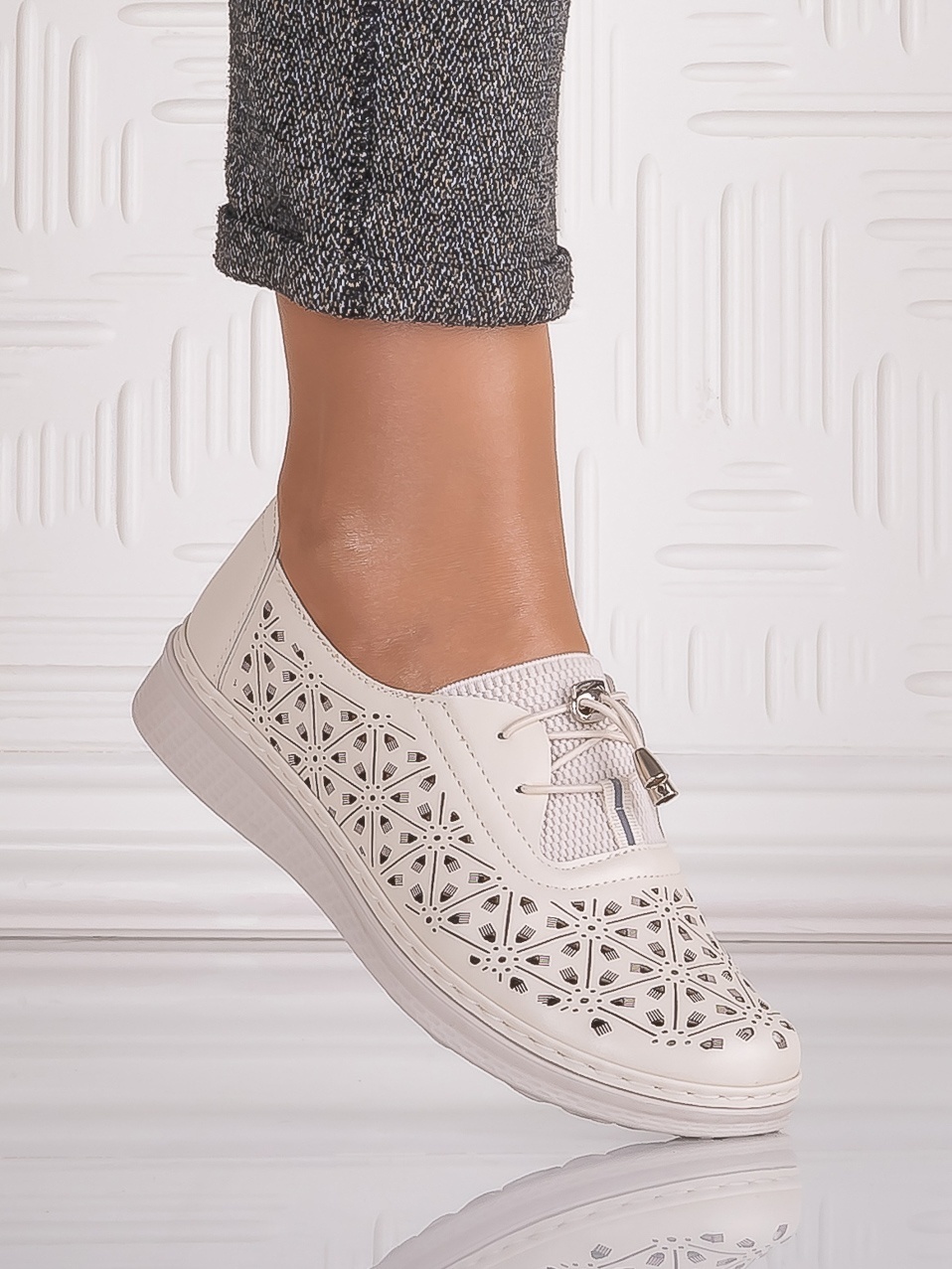 Pantofi casual Bej dama din Piele Ecologica Sorata - poza 4