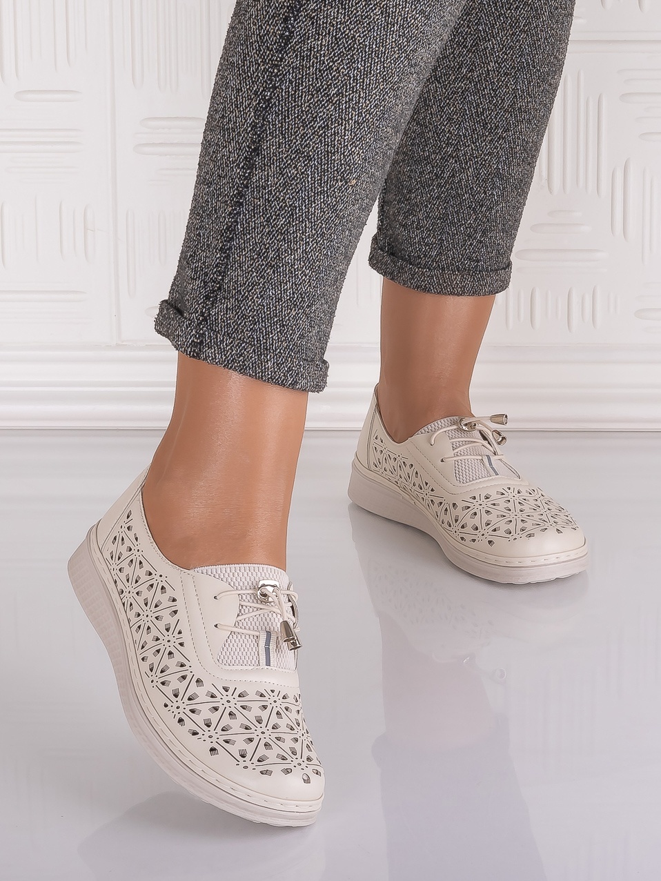 Pantofi casual Bej dama din Piele Ecologica Sorata - poza 5