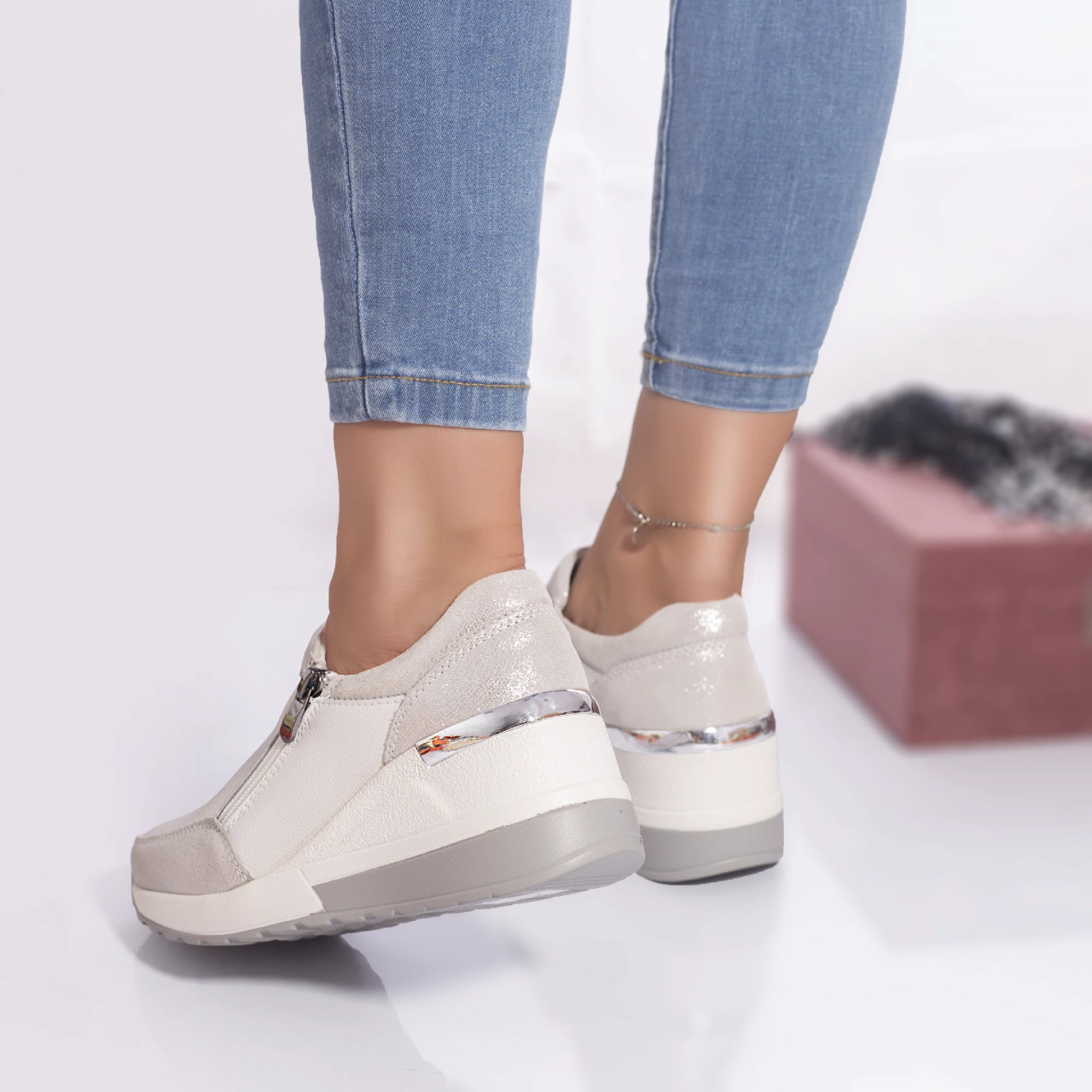 Pantofi casual brook piele naturala alb - poza 2