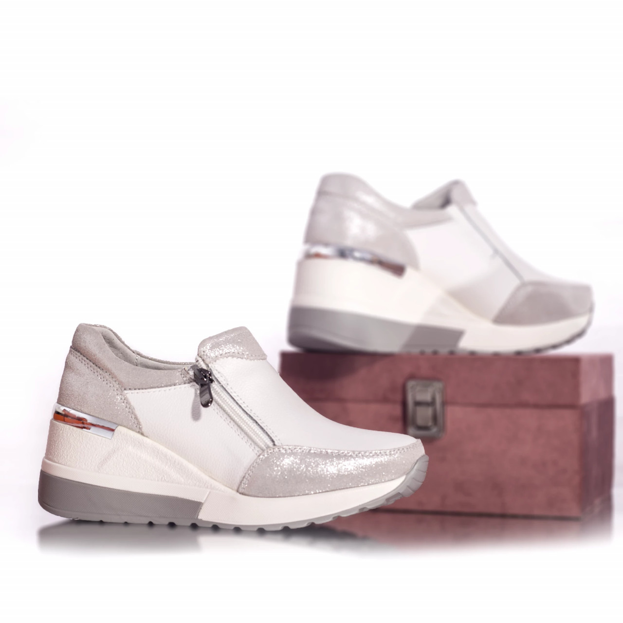 Pantofi casual brook piele naturala alb - poza 3