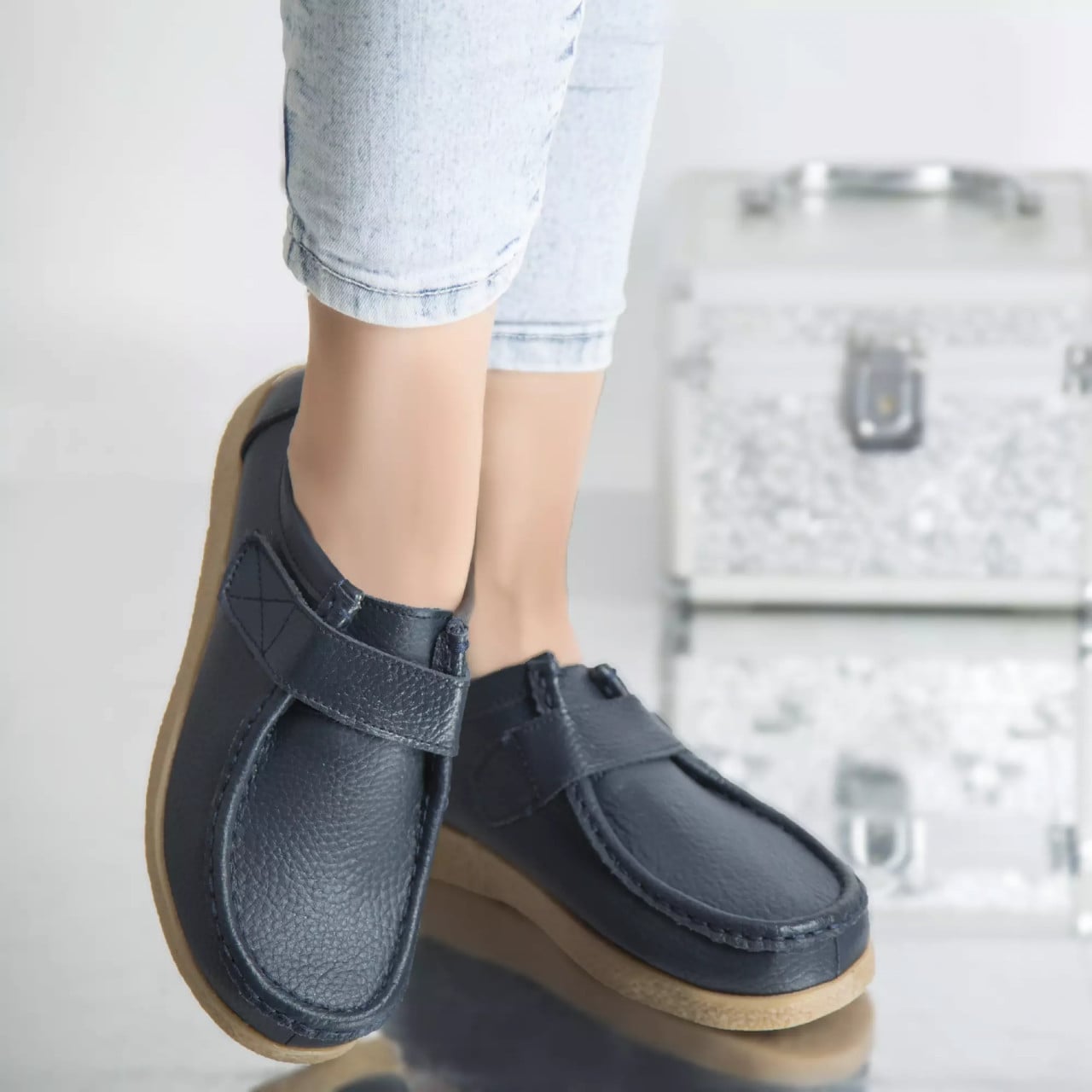 Pantofi casual chloly navy piele naturala - poza 1