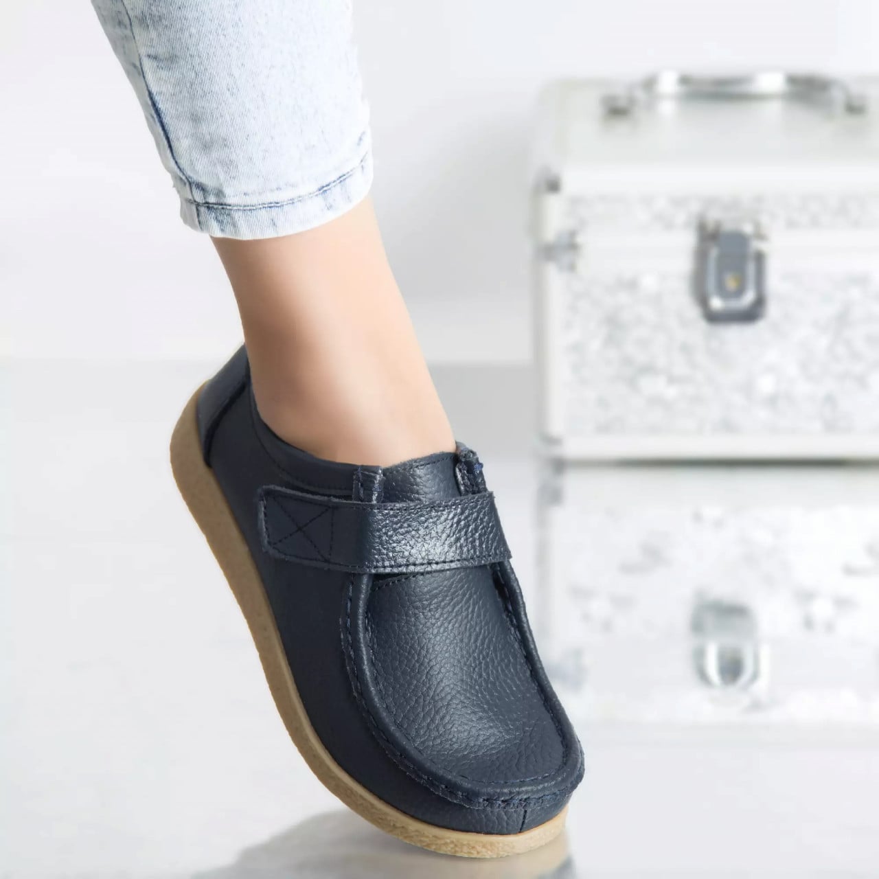 Pantofi casual chloly navy piele naturala - poza 3