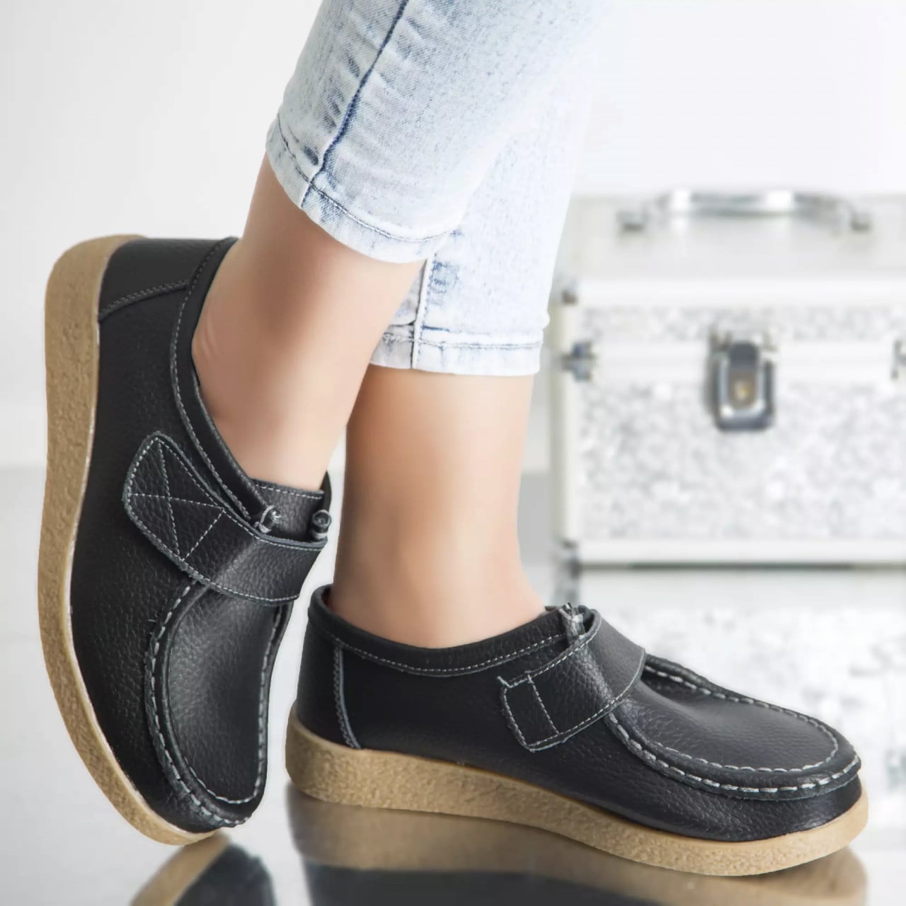 Pantofi casual chloly negru piele naturala - poza 1