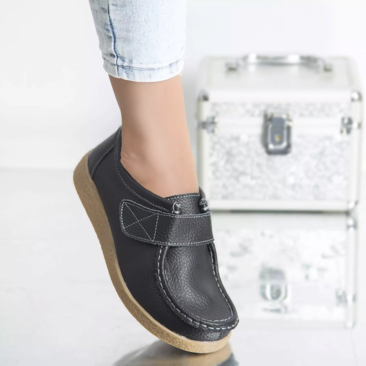 Pantofi casual chloly negru piele naturala - poza 2