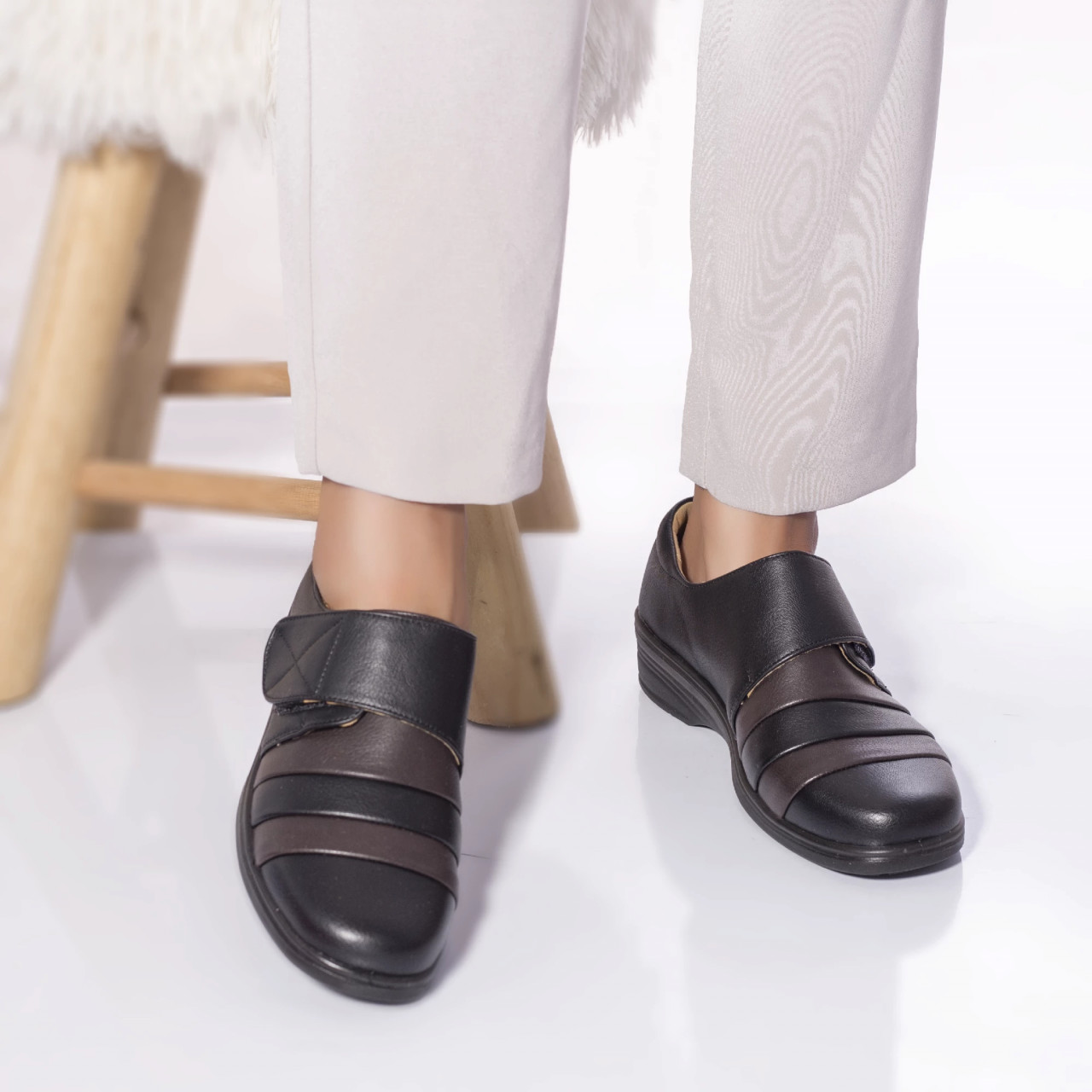 Pantofi casual cleo piele ecologica negru - poza 1