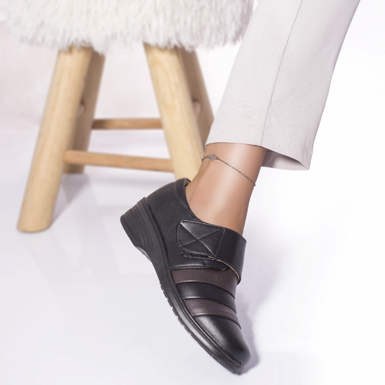 Pantofi casual cleo piele ecologica negru - poza 5