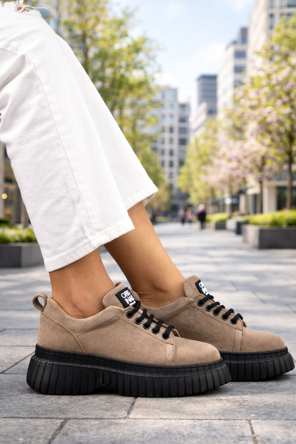 Pantofi Casual Dama din Piele Intoarsa Gri - NETA