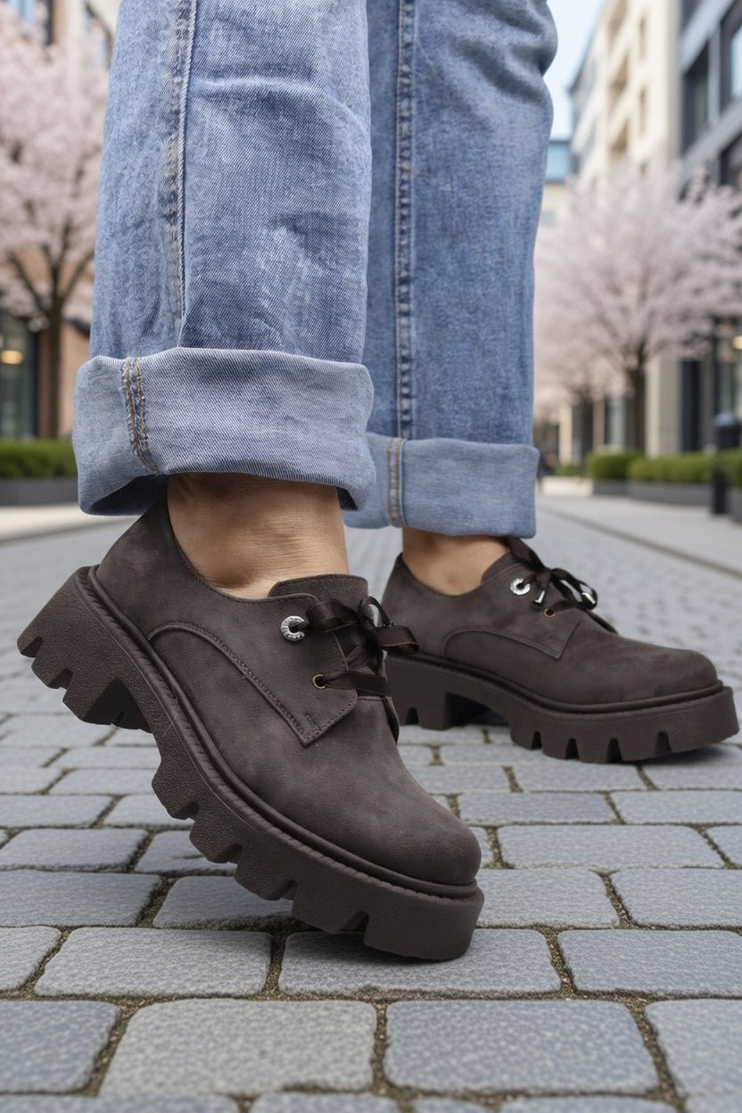 Pantofi Casual Dama din Piele Intoarsa - Perugia Brown