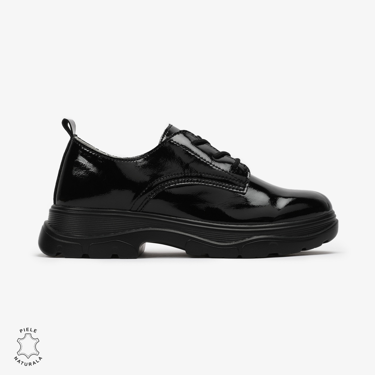 Pantofi casual dama din Piele naturală lacuiti CRL0110 NEGRU