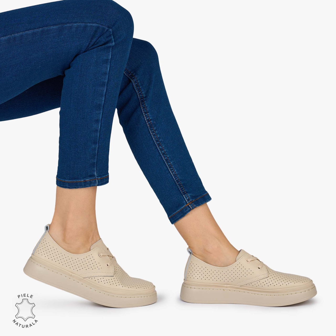 PANTOFI CASUAL Dama Piele Naturala CRL1052 Culoare: BEJ
