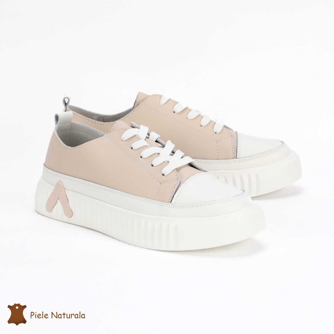 Pantofi Casual de dama din Piele naturala cu talpa groasa CRL0489 BEJ