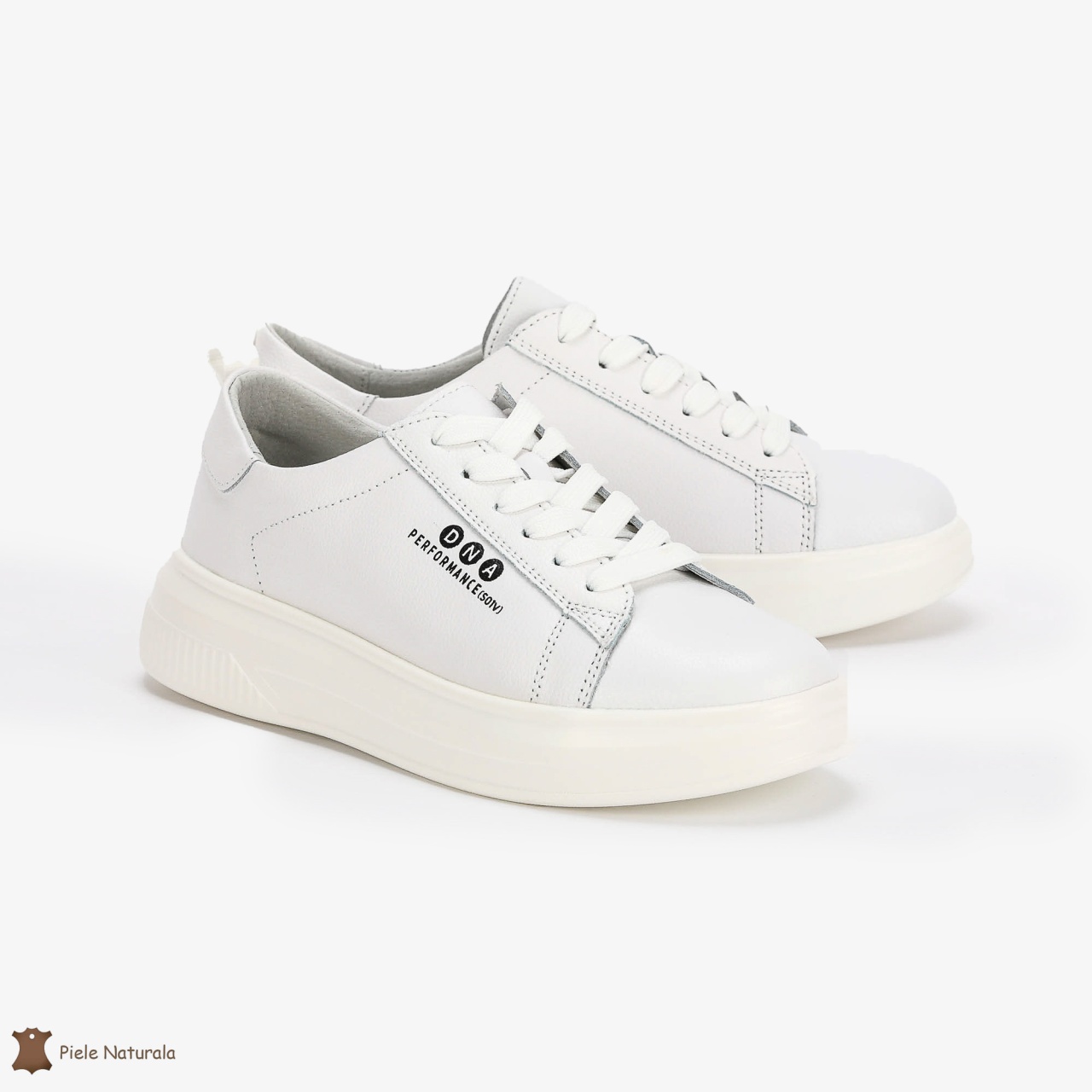 Pantofi Casual de dama din Piele naturala cu talpa groasa CRL0494 Alb