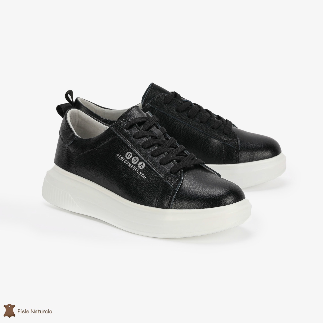 Pantofi Casual de dama din Piele naturala cu talpa groasa CRL0494 Negru