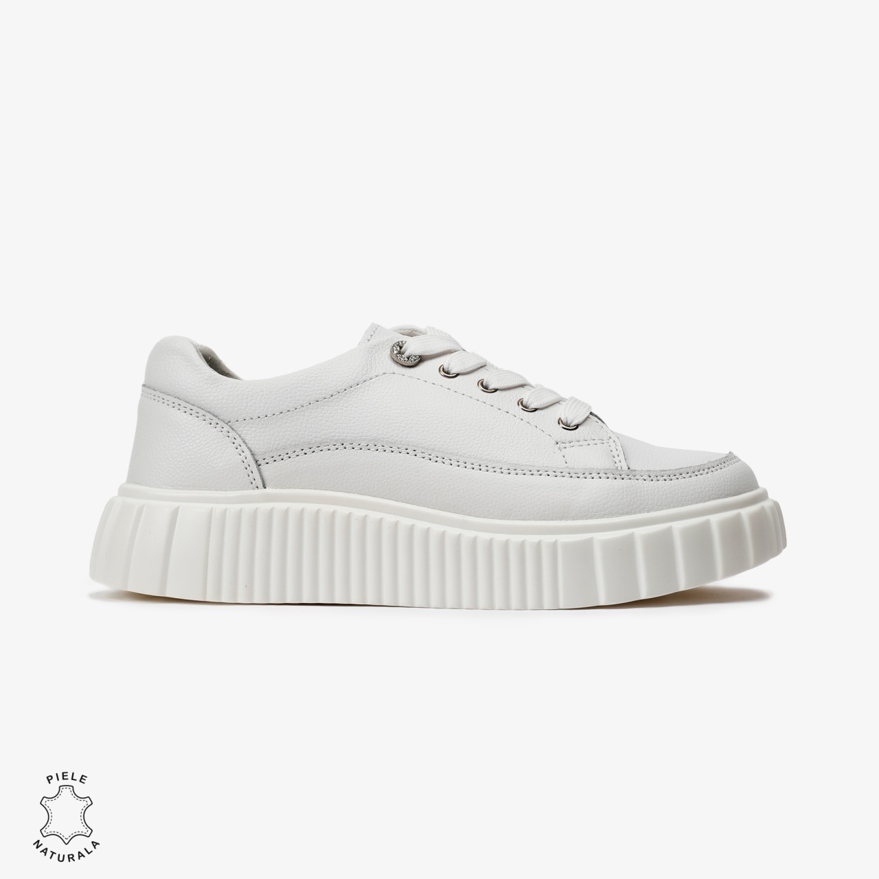 Pantofi Casual de dama din Piele naturala cu talpa groasa CRL0526 Alb