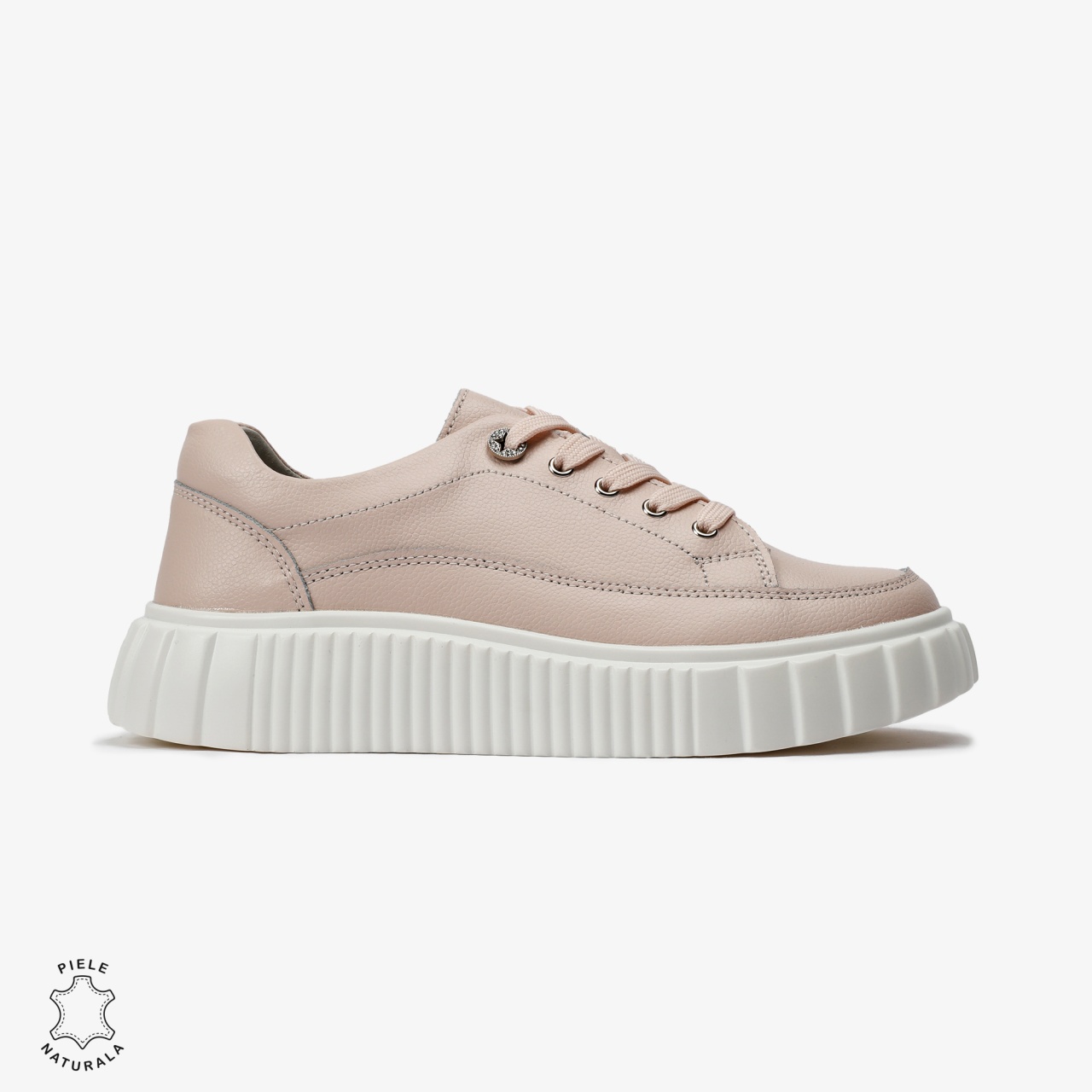 Pantofi Casual de dama din Piele naturala cu talpa groasa CRL0526 Roz