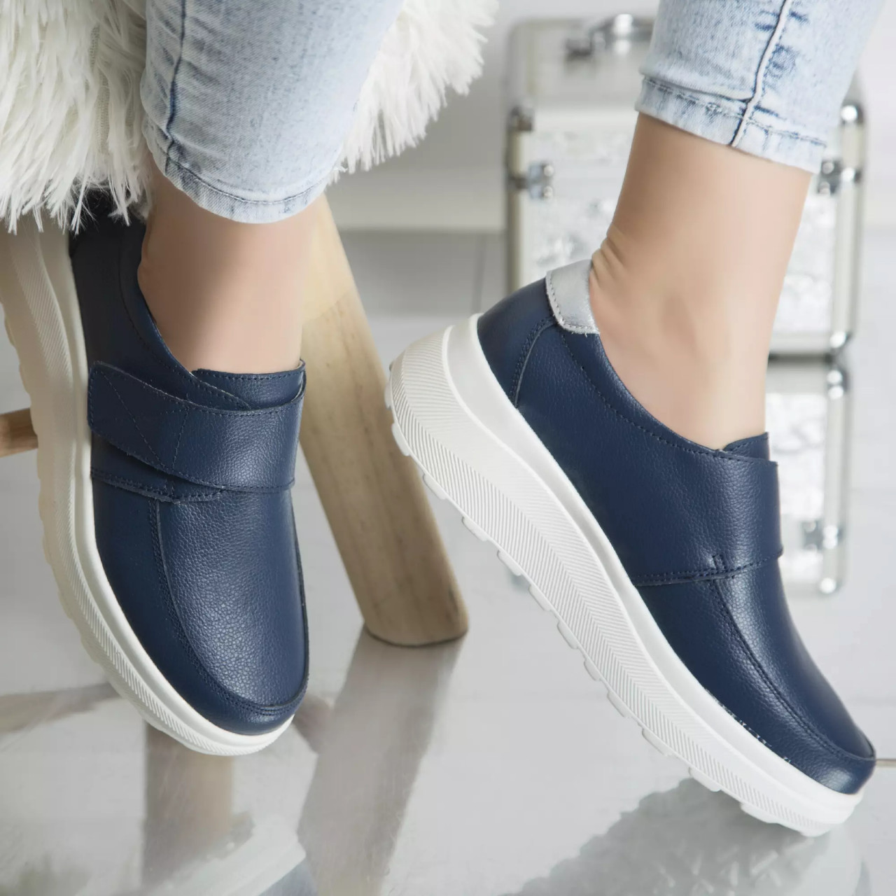 Pantofi casual demi navy piele naturala - poza 4
