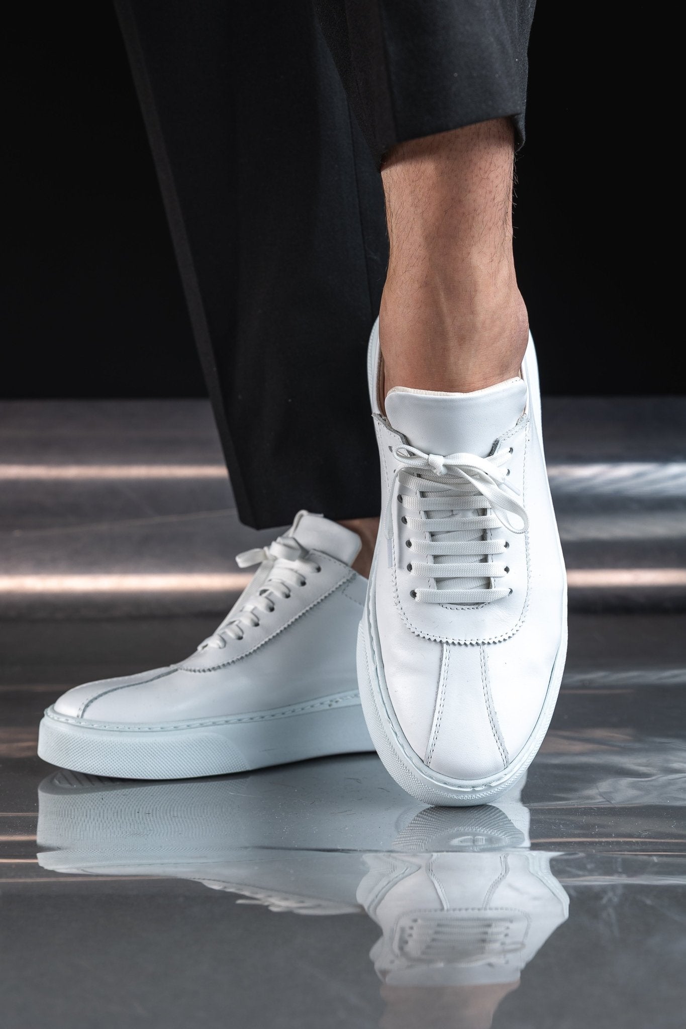 Pantofi Casual din Piele Alba cu Talpa Alba - BIRMI WHITE