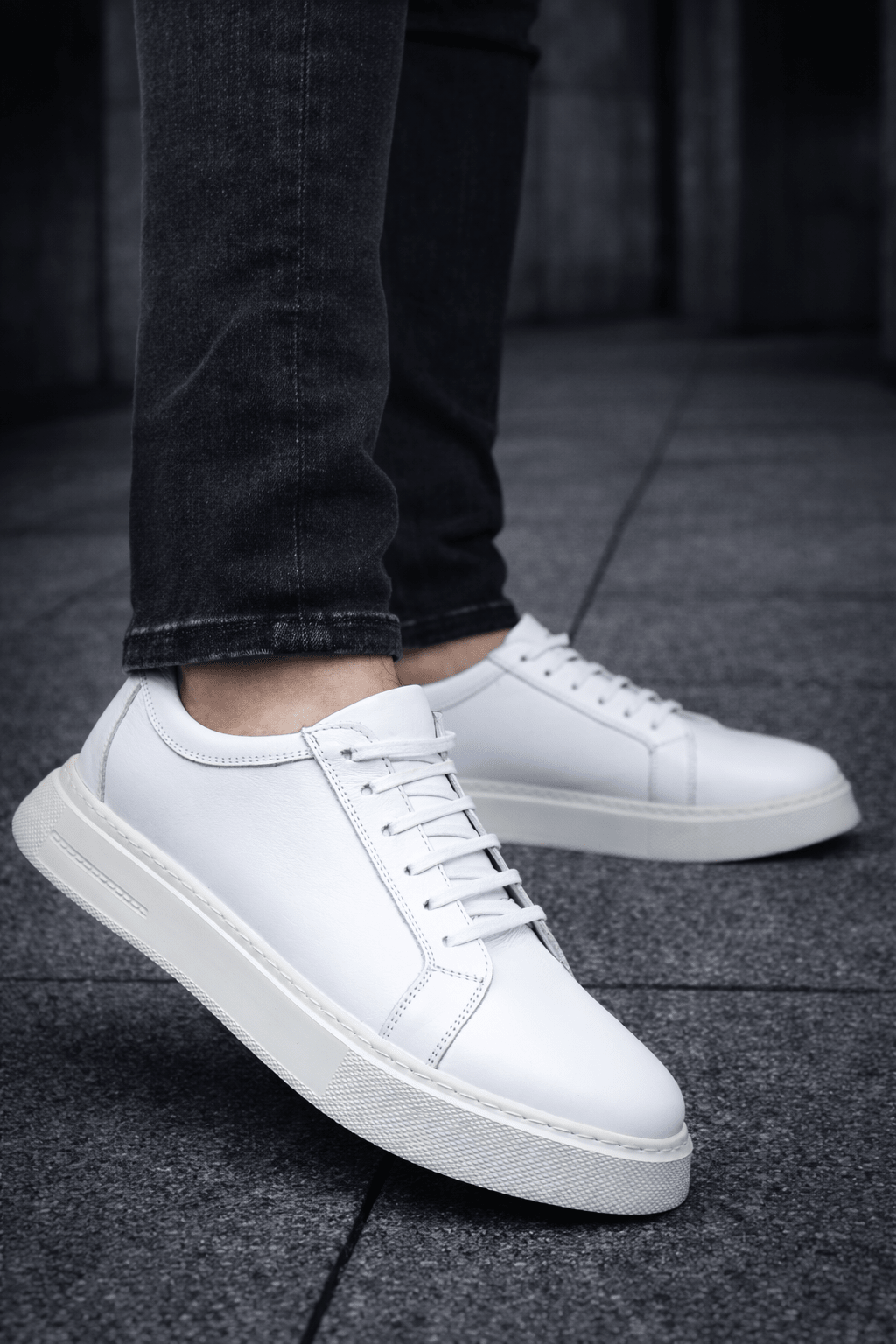 Pantofi Casual din Piele Albi cu Siret -EDY WHITE